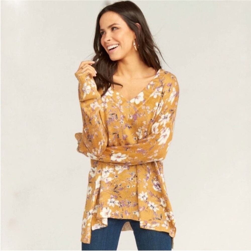 Show Me Your MuMu, Yellow Cliffside, Flirtin Floral Oversized Sweater S